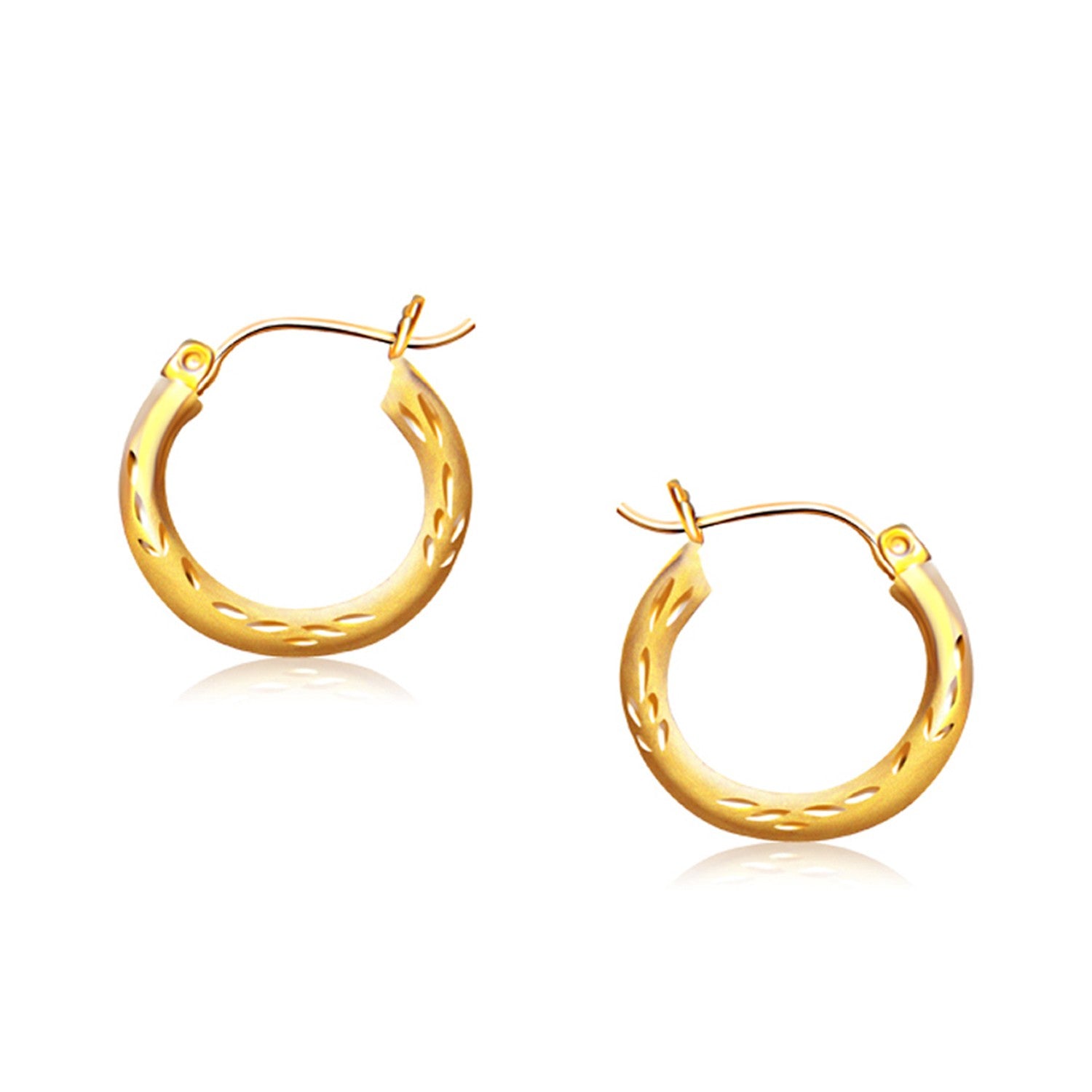 Diamond-Cut Mini Gold Hoop Earrings